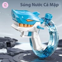 Súng Nước Điện Cá Mập Áp Lực Cao Dung Tích Lớn Phun Nước Liên Thanh Đồ Chơi Mùa Hè Cho Bé