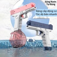 Súng Nước Glock Màu Hồng Dễ Thương, Súng Nước Tự Động Công Suất Lớn Cao Cấp - Bắn Tầm Xa, Thích Hợp Cho Bé Trai