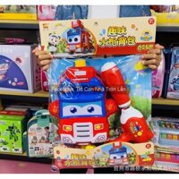 Súng phun nước với balo đựng nước - thùng hộp tank chứa nước hình Babybus - đồ chơi Baby Bus cho bé - súng bơm nước