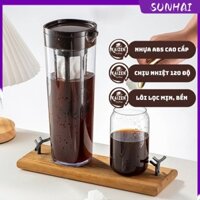 SUNHAI Bình pha cafe COLD BREW (cà phê ủ lạnh) nhựa nguyên sinh ABS 1.1L-Lọc cốc-Gờ cafe