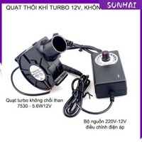 SUNHAI Quạt thổi khí 7530-5.6W-12V Turbo không chổi than, bộ nguồn điều tốc, dùng cho bếp nướng than hoa