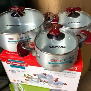 Nồi Sunhouse SH6633 (SH-6633) - Bộ 3 nồi