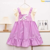 Sun&Moon. Đầm/Váy giả yếm bé gái thêu Cinnamol nơ/ Capy