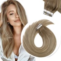 Sunny Balayage Human Hair Tape in Extensions Brown Extensions Real Hair 20 Inch Light Brown Ombre Balayage Ash Blonde Seamless Skin Weft Tape in Ha...