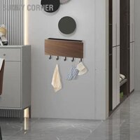 Sunny corner Hộp đựng chìa khóa bằng gỗ thư 5 móc khoan Giá treo tường miễn phí Kệ lưu trữ