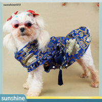 Sunshine123 Đầm cho chó đóng nút Đồ dùng cho thú cưng Tết Nguyên Đán Đường-Suit cho chó cưng Thoải mái