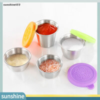Sunshine123  Hộp cơm trưa có thể tái sử dụng có nắp silicon Nắp silicon Hộp đựng thực phẩm Hộp đựng Salad bằng thép không gỉ Bộ 6 cốc nước sốt chống rò rỉ cho hộp cơm trưa Picni