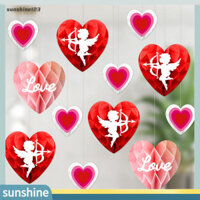 Sunshine123  Trung tâm bàn lễ hội Trang trí bàn lãng mạn Ngày lễ tình nhân lãng mạn Giấy trang trí trái tim Tổ ong treo trang trí Bộ trái tim tình yêu màu hồng đỏ cho bữa tiệc