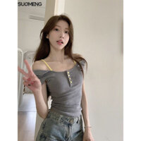 SUOMENG áo phông áo thun nữ croptop baby tee Fashion Vintage Phong cách hàn quốc WCS24700KW 31Z240729