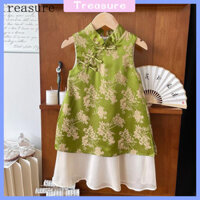 ✨Sườn xám cách tân cho bé gái mẫu mỏng phong cách Tây mẫu mới Treasure2025 váy liền phong cách Trung Quốc Hán phục mùa hè