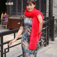Sườn Xám cô gái lớn Khăn choàng váy dạ hội khăn màu Đỏ lưới rộng cô dâu lông giả lông thú sang trọng thu đông Khăn lớn giữ ấm