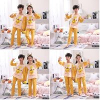 Sườn xám hợp thời trang dành cho trẻ em Bộ đồ chơi nhảy dài tay Pikachu cổ tròn dành cho bé trai hoặc bé gái trong 10 - 11 tuổi