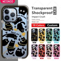 Suốt Dày suốt chống sốc dẻo Mềm silicon Siêu lưng Mỏng Cho Ốp Điện Thoại Hình Mèo Đen Phối Len Kiểu Hàn Quốc Cho  Iphone 15 14 Pro Max 12 Pro 11 X Xr Xs 13 Mini 7 8 Plus Se 20 22 Thời Trang TPU điện thoại trong nắp Cho ̂́ng đính va bẩn CaseTify