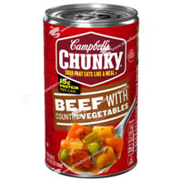 Súp Bò Hầm Rau Củ Đóng Hộp Campbell's Chunky Beef With Country Vegetables Soup, Hộp 533g (18.8 Oz.)