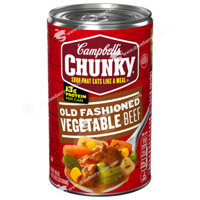 Súp Bò Rau Củ Truyền Thống Đóng Hộp Campbell's Chunky Old Fashioned Vegetable Beef Soup, Hộp 533g (18.8 Oz.)