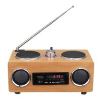 Super Bass FM Bluetooth Radio Bamboo Retro Vintage Radio Multimedia Speaker TF Card/USB/FM Radio/MP3 Player Classical Re