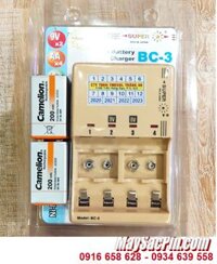 Super BC-3, Bộ sạc pin 9V Super BC-3 kèm 2 pin sạc Camelion 9V200mAh (cam)