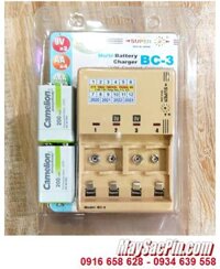 Super BC-3; Bộ sạc pin 9v Super BC-3 kèm sẳn 02 pin sạc Camelion NH-9V200ARBP1 (9v 200mAh) Vỏ trắng