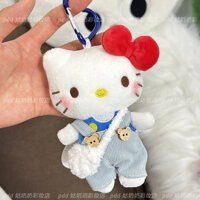 Super Cute Suspender Pants Kitty Cute Pendant Dopamine Japanese Popular Hello Kitty Plush Doll Bag Bag Charm t72b