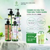 [SUPER DEAL] Combo 4 Sữa Tắm KOLAN 500ml/Chai, Tinh Dầu Chùm Ngây, Hoa Hồng, Mật Gạo
