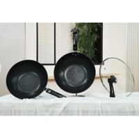 Super Genic- Combo 2 chảo sâu lòng + 1 nắp thủy tinh+bộ 5 thố inox