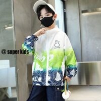 SUPER KIDS Quần áo trẻ em Áo khoác chống nắng bé trai Quần áo chống nắng mỏng cho trẻ trung niên và lớn hơn