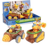 Super wings đồ chơi đội bay siêu đẳng gồm 2 xe thiết bị khoan lòng đất nhân vật Todd vui vẻ và Donnie máy bay mini