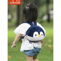 Supercute chim cánh cụt ba lô nam nữ túi nhỏ trẻ em kéo chống thất lạc mẫu giáo cặp sách 2 tuổi.