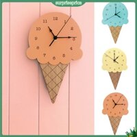 surprise Đồng hồ treo tường bằng gỗ hình kem ốc quế thiết kế sáng tạo dễ thương