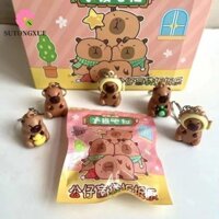 Sutongxue 32 chiếc Mặt dây chuyền hoạt hình Capybara, Đèn ngủ Rùa Labubu Kuromi Móc khóa đèn ngủ, Bộ sưu tập trái cây Sister Dream Rabbit PVC Phim hoạt hình mô hình Mini Móc khóa Chlidren
