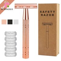Sutongxue Dao Cạo An Toàn Di Động Mặt Nam Cổ Điển Dụng Cụ Tẩy Lông 5 Lưỡi Cạo Râu Thủ Công Máy Cạo Râu