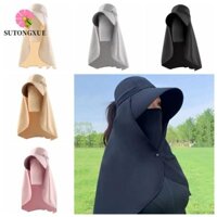 Sutongxue Khăn choàng người cá, Mũ leo núi chống nắng vành rộng, Mặt nạ có thể tháo rời thông thường Tấm che bảo vệ cổ Tấm che đi bộ đường dài Mũ xô cắm trại