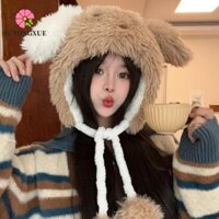 Sutongxue Mũ lông cừu hoạt hình, Mũ chó con sang trọng phong cách Hàn Quốc, Phụ kiện vải hoạt hình phù hợp Thiết kế thời trang Mũ bảo vệ tai Kid