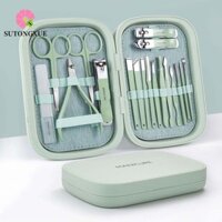 Sutongxue Nail Clippers Set Chăm sóc móng tay Làm mịn Đánh bóng Móng tay Tập tin Kéo móng tay Nhíp lông mày Earpick Nail Sanding Bộ làm móng tay