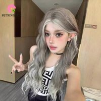 Sutongxue Tóc giả xoăn gợn sóng dài, Phần giữa trán ren màu nâu tóc vàng tổng hợp tóc giả, Fasion chịu nhiệt Halloween thoáng khí Cosplay Lolita Tóc giả Đảng