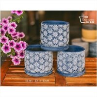 SV Chậu đất nung gạch hoa nhí wax màu liền đĩa - Chậu & Bình hoa - CDN03