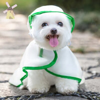[Sw] Áo mưa cho chó Áo mưa có thể điều chỉnh cho thú cưng có in hình dễ thương Áo khoác mưa cho thú cưng có lỗ dây xích cho thời tiết ướt VNSG