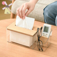 [Sw] Phòng khách gia đình Phòng ăn Trang trí máy tính để bàn Hộp đựng khăn giấy bằng gỗ Hộp đựng khăn giấy điều khiển từ xa đa chức năng VNSG