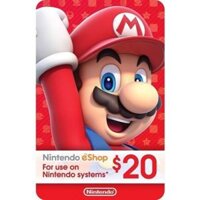 SW00B - NINTENDO ESHOP PREPAID CARD (20$) - Thẻ nạp tiền cho Nintendo Switch, 3DS