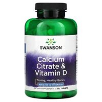 Swanson Calcium Citrate & Vitamin D 250 Tablets