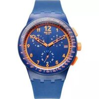 Swatch Watch, Unisex Swiss Chronograph Blue Silicone, 42mm