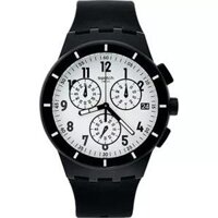 Swatch Watch, Unisex Swiss Chronograph Black Silicone, 42mm