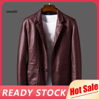 Swe Phù Hợp Với Áo Khoác Giả Da Cổ Áo Cardigan Màu Trơn Nam Áo Khoác Trang Trọng Cho Cuộc Họp
