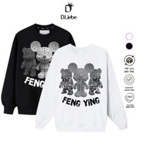 Sweater nam DLIEBE in hình fengying gấu 2 màu đen trắng chất dày dặn form rộng dài tay 13