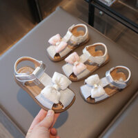 Sweet Bowknot Baby Girls Ngọc Trai Dép Da Hợp Thời Trang Đáng Yêu Chống Va Chạm Đế Mềm Giày Trẻ Em 2-8 Tuổi