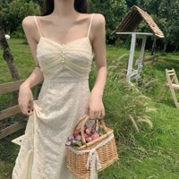 Sweet First Love Girl Dress 2024 Váy Dài Phong Cách Nhẹ Nhàng Bellflower Pháp Sling Dress 3.12 I