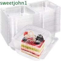 Sweetjohn 100 Hộp Đựng Thực Phẩm Mang Đi, Hộp Nhựa Dùng Một Lần Vuông Có Thể Xếp Chồng, Nhựa Đa Năng Có Nắp Hộp Bánh Phô Mai Sinh Nhật