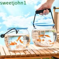 Sweetjohn Bể Cá Để Bàn, Bát Cá Tròn Siêu Trong Suốt Có Thể Tháo Rời, Tay Cầm Xốp Vỏ Silicon Bền 360 Độ Xem Bể Xem Trang Trí Máy Tính Để Bàn