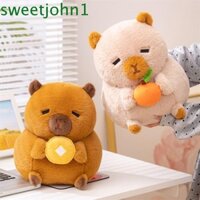 Sweetjohn Capybara Búp bê sang trọng, Đồ chơi sang trọng Capybara Vịt hoạt hình, Đồ chơi mô phỏng màu cam mềm dễ thương Capybara cầm đồ chơi trang trí nội thất