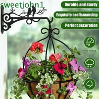 Sweetjohn Giá đỡ cây, Móc treo treo tường màu đen, Giỏ treo hoa văn chim Móc cây kim loại đa chức năng Ban công